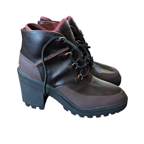 New! Sperry Pretty Tough Rust High-Heeled Waterproof Boots STS86814 - Picture 2 of 6